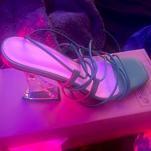 clear pyramid heeled sandals size 9